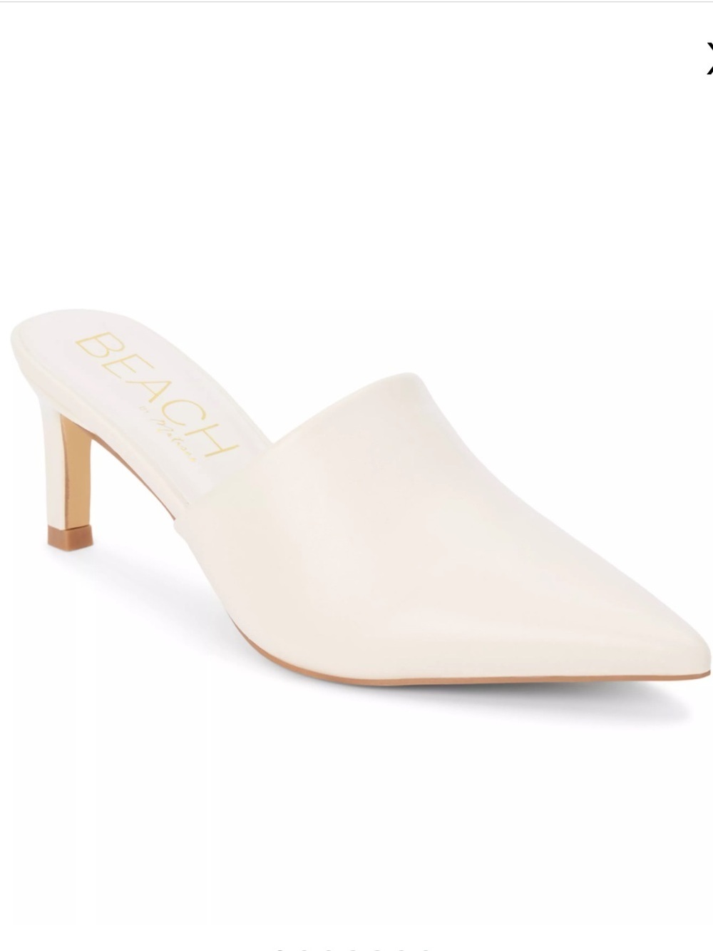 Beach by Matisse Cream Pointed-Toe Kitten Heel Mule